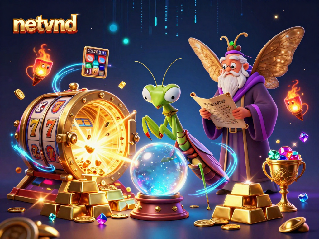 Spin the reels of netvnd's vibrant casino with a fortune teller and treasures.