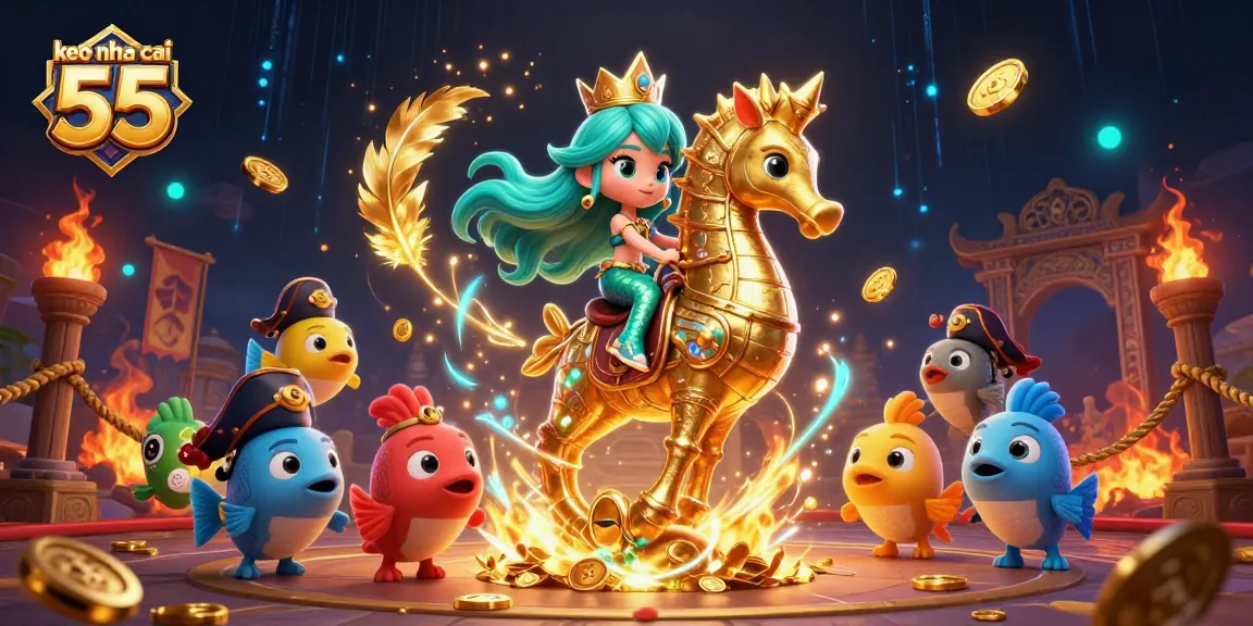 Experience exciting gameplay with the vibrant keo nha cai 55 gambling scene featuring a mystical mermaid princess.