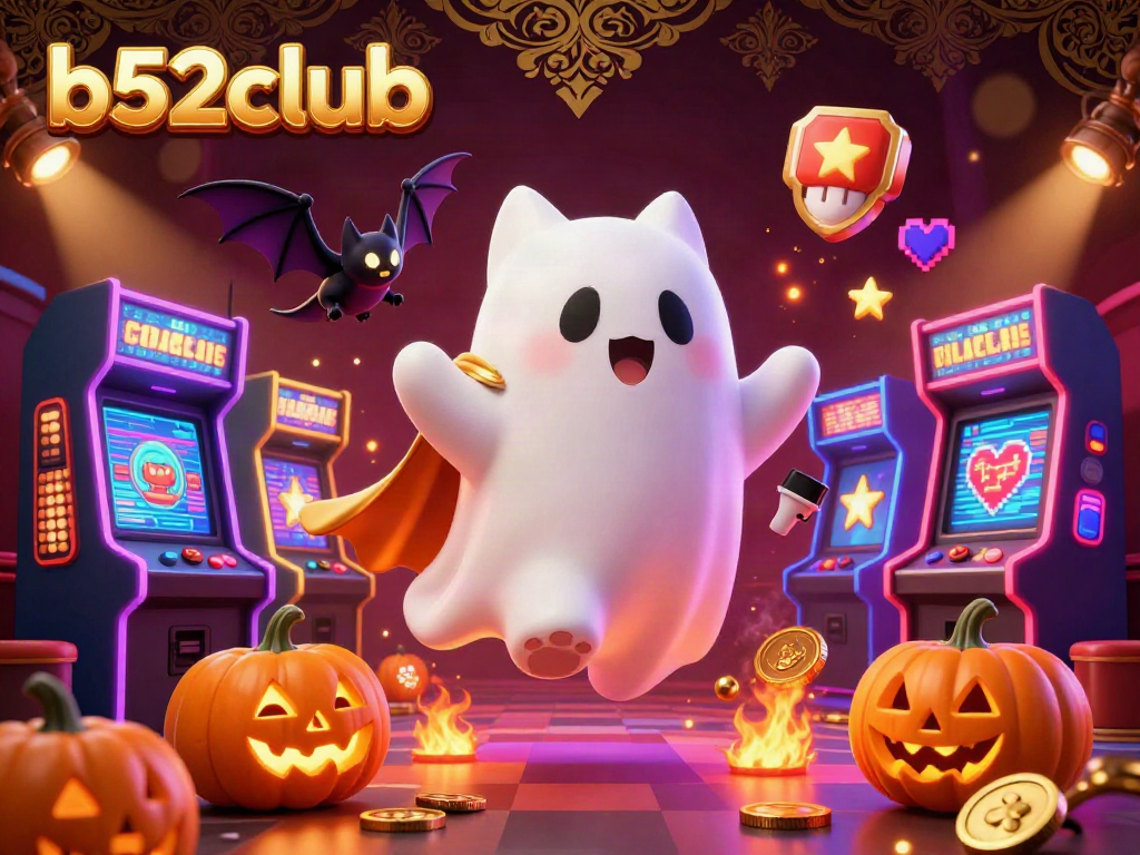 Join the fun at b52club with a vibrant 3D casino illustration showcasing adventurous characters and iconic gaming elements.