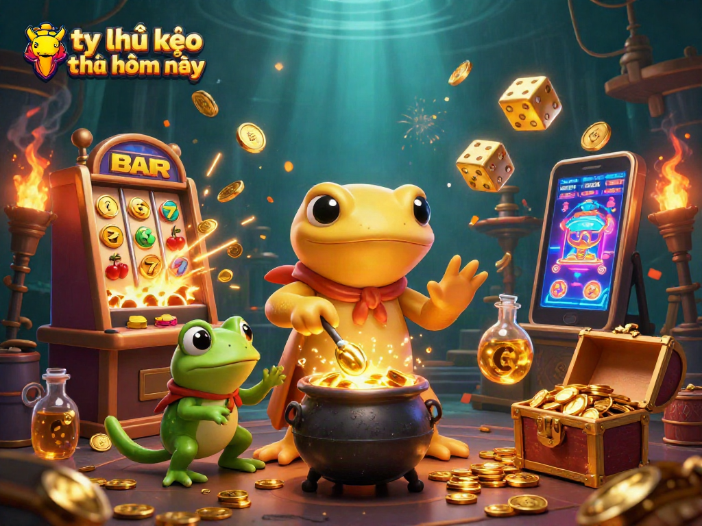 Engage with tỷ lệ kèo nhà cái hôm nay through an exciting 3D casino scene featuring an alchemist and adventure-filled games.