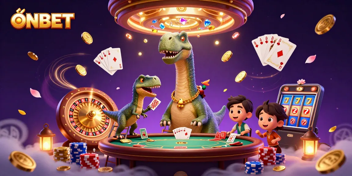 Experience ONBET's immersive casino scene with dazzling characters and vibrant gaming elements.