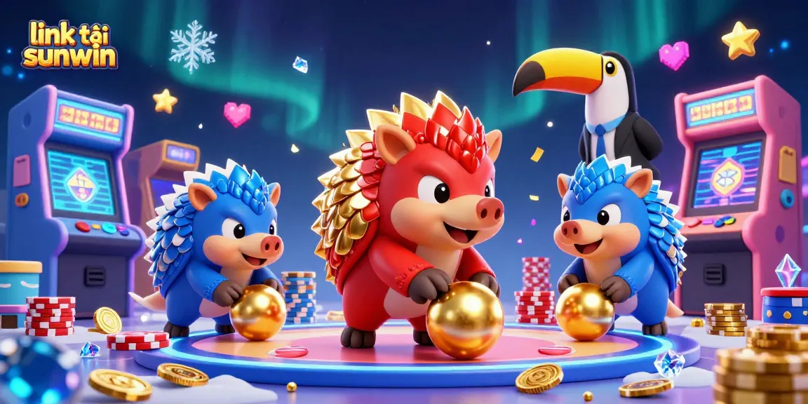 Experience the thrill of gaming with link tải sunwin as pangolins compete amidst colorful arcade elements.
