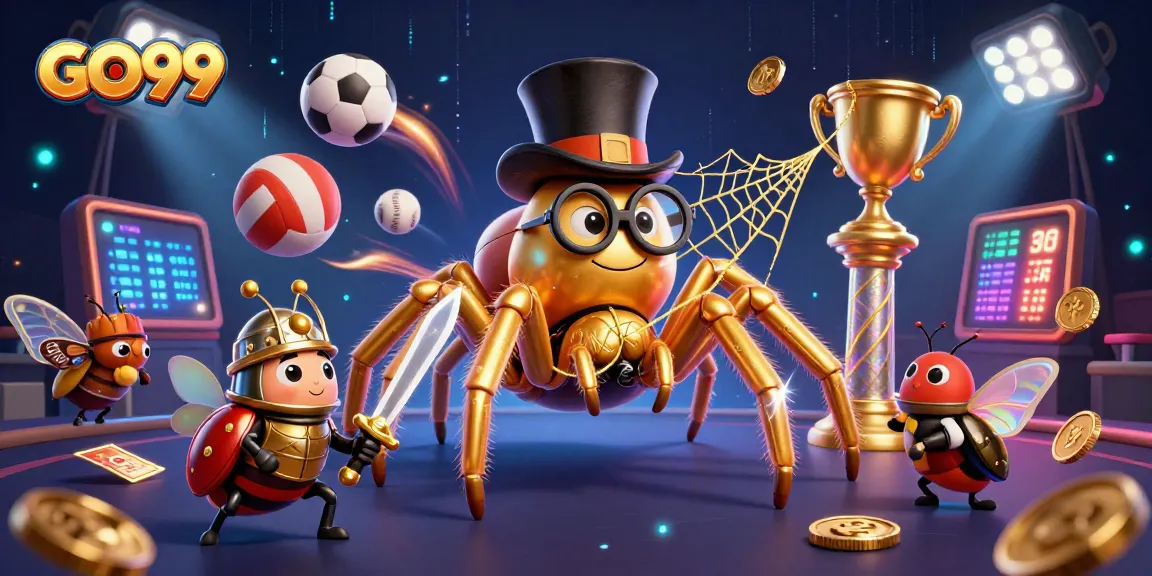Experience exciting wins at GO99 with a vibrant 3D cartoon scene featuring thrilling casino elements.